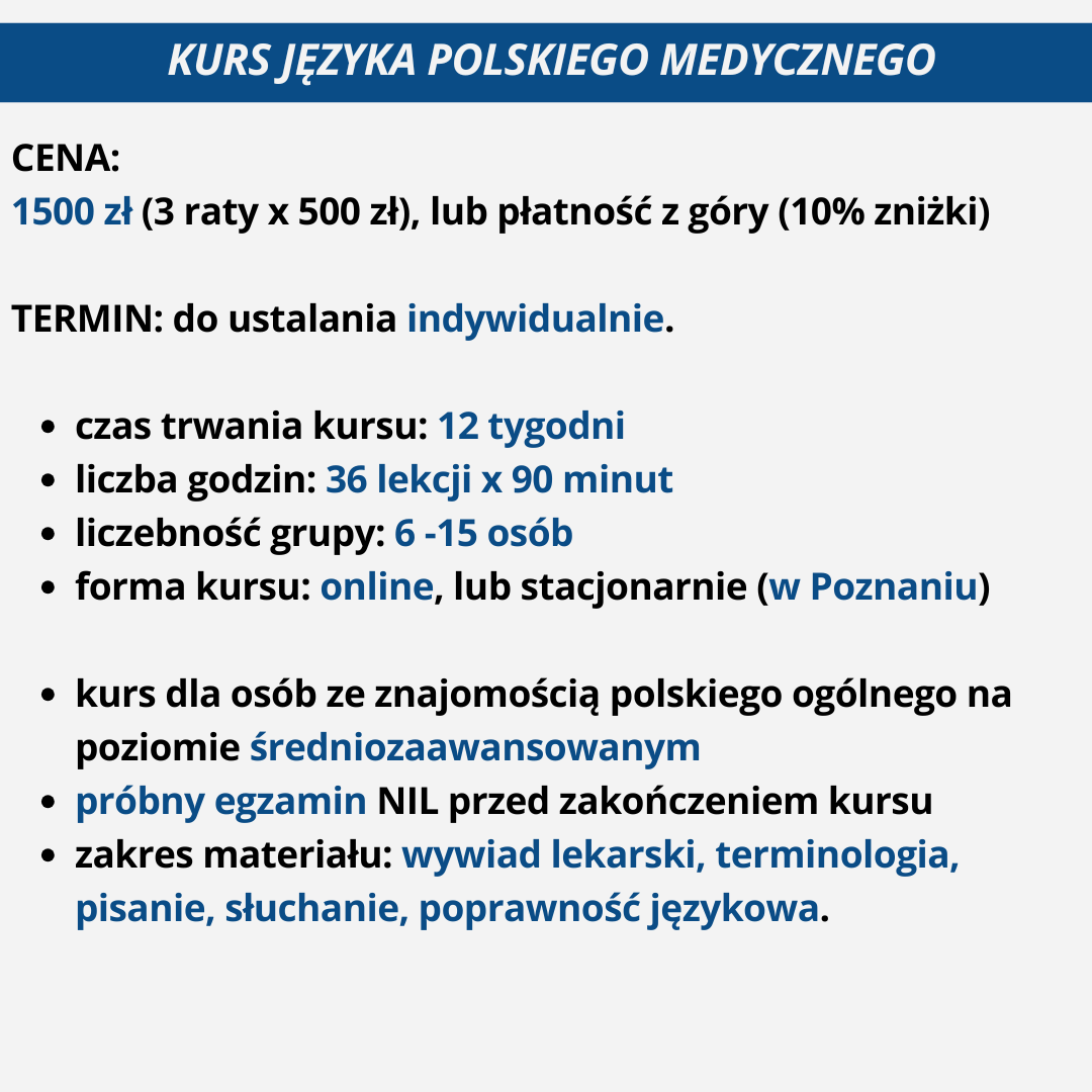 Oferta kursów medycznych w skrócie